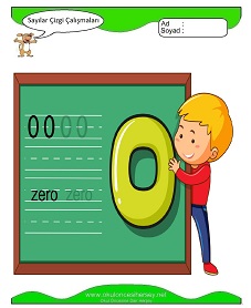 okul öncesi çocuklar için 0 Rakamı Çizgi çalışma sayfaları